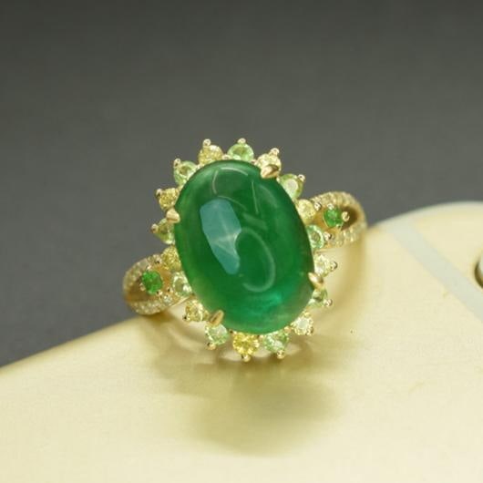 14k Gold 5.21 Ctw Natural Emerald & Sapphire Ring - 4