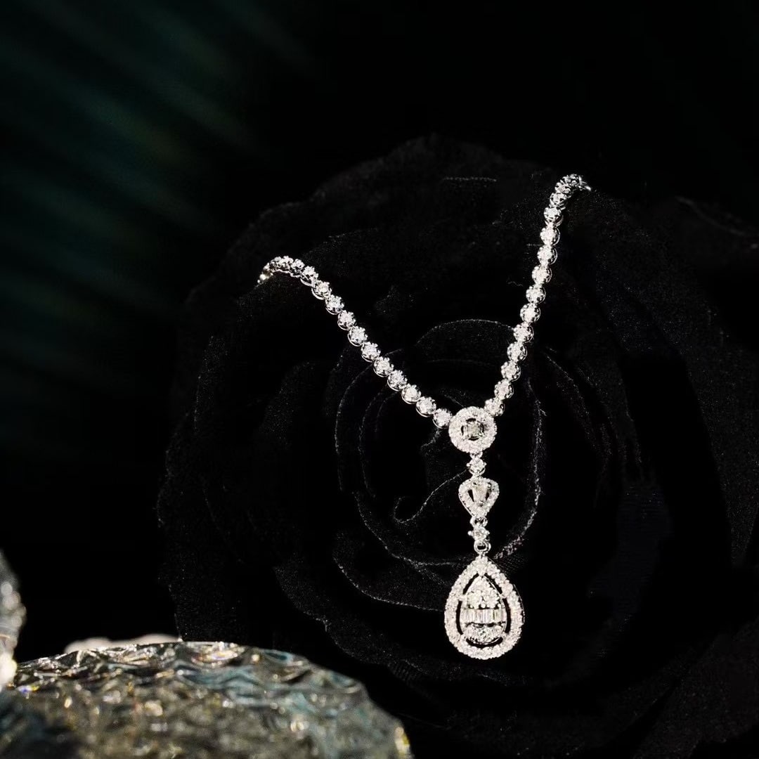 14k Gold 1.08 Ct Natural H Diamond Necklace - 2