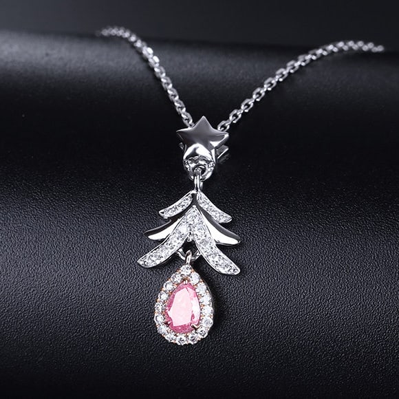14k Gold 0.25 Ctw Natural Pink Diamond & Diamond Necklace - 3
