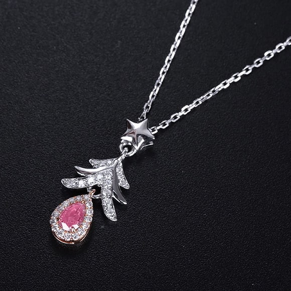 14k Gold 0.25 Ctw Natural Pink Diamond & Diamond Necklace - 5