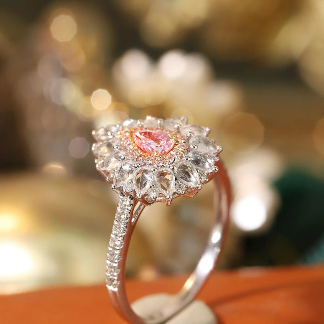 14k Gold 0.45 Ctw Natural Pink Diamond & Diamond Ring - 3