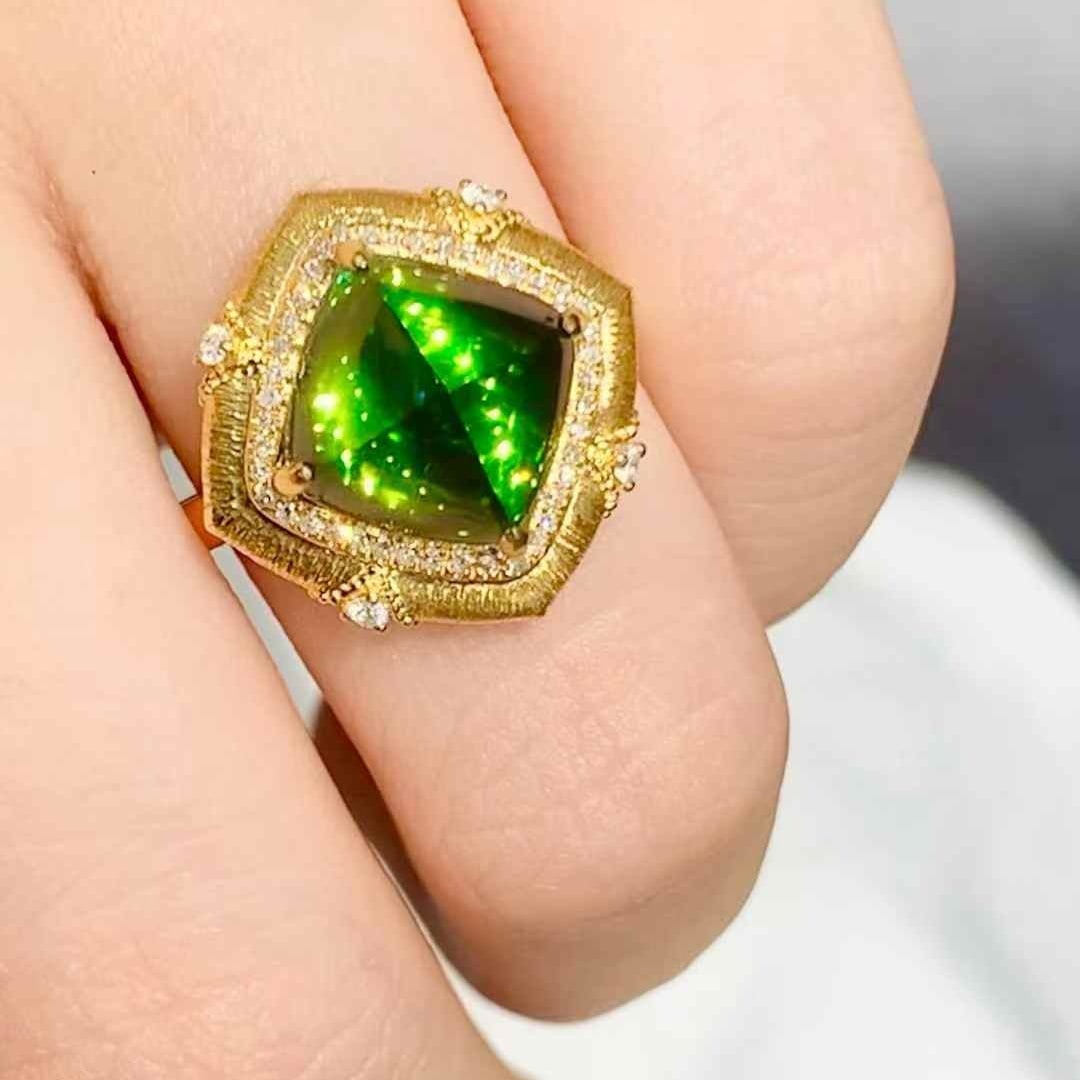 14k Gold 4.85 Ct Natural Tourmaline & Diamond Ring - 3