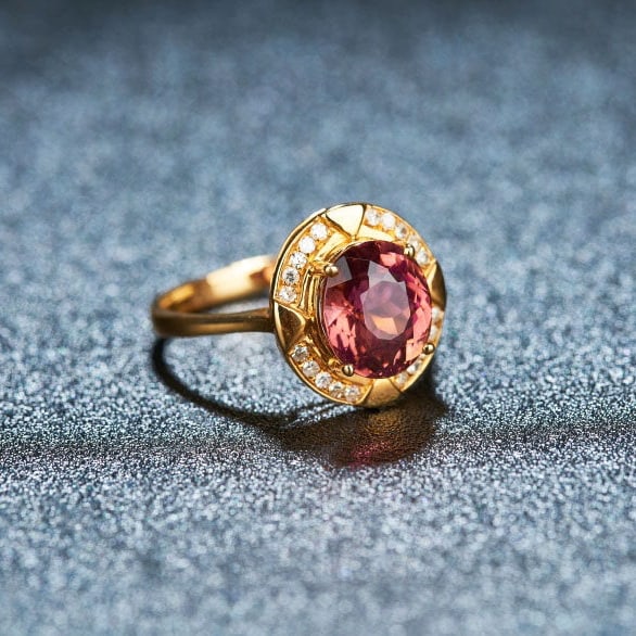 14k Gold 2.52 Ct Natural Tourmaline & Diamond Ring - 3