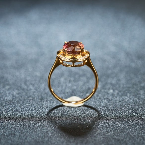 14k Gold 2.52 Ct Natural Tourmaline & Diamond Ring - 6