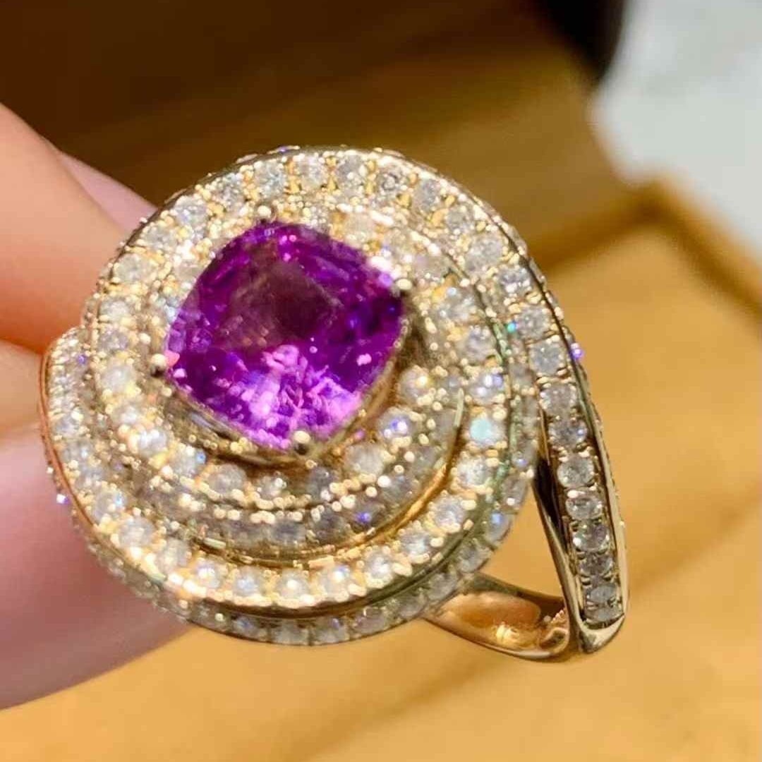 14k Gold 1.1 Ct Natural Sapphire & Diamond Ring - 2