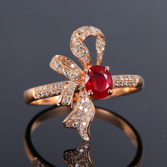 14k Gold 0.82 Ctw Natural Ruby & Diamond Ring - 3