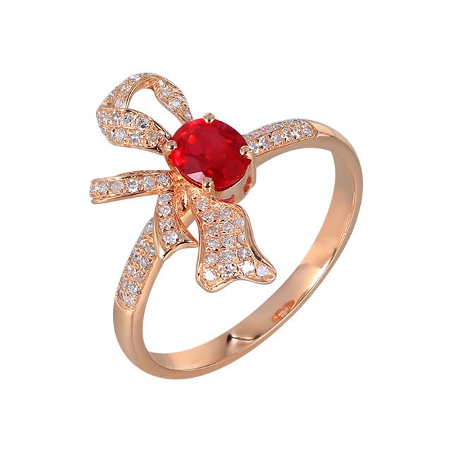 14k Gold 0.82 Ctw Natural Ruby & Diamond Ring - 5