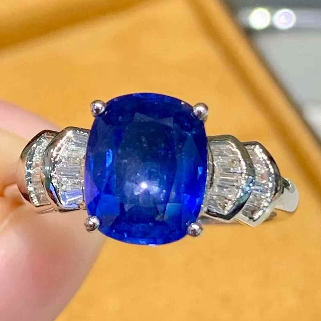 14k Gold 2.8 Ct Natural Sapphire & Diamond Ring - 2