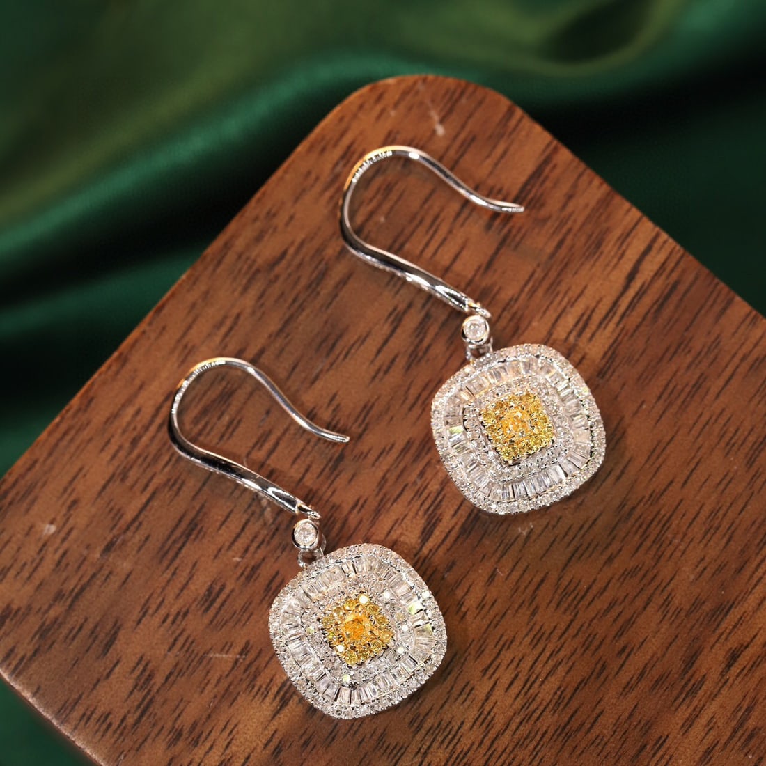 14k Gold 1 Ct Natural Color Diamond Earrings - 6