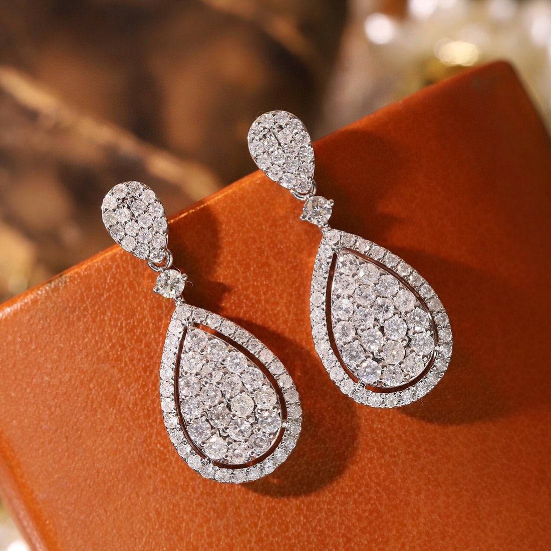 14k Gold 1.6 Ct Natural H Diamond Earrings - 6