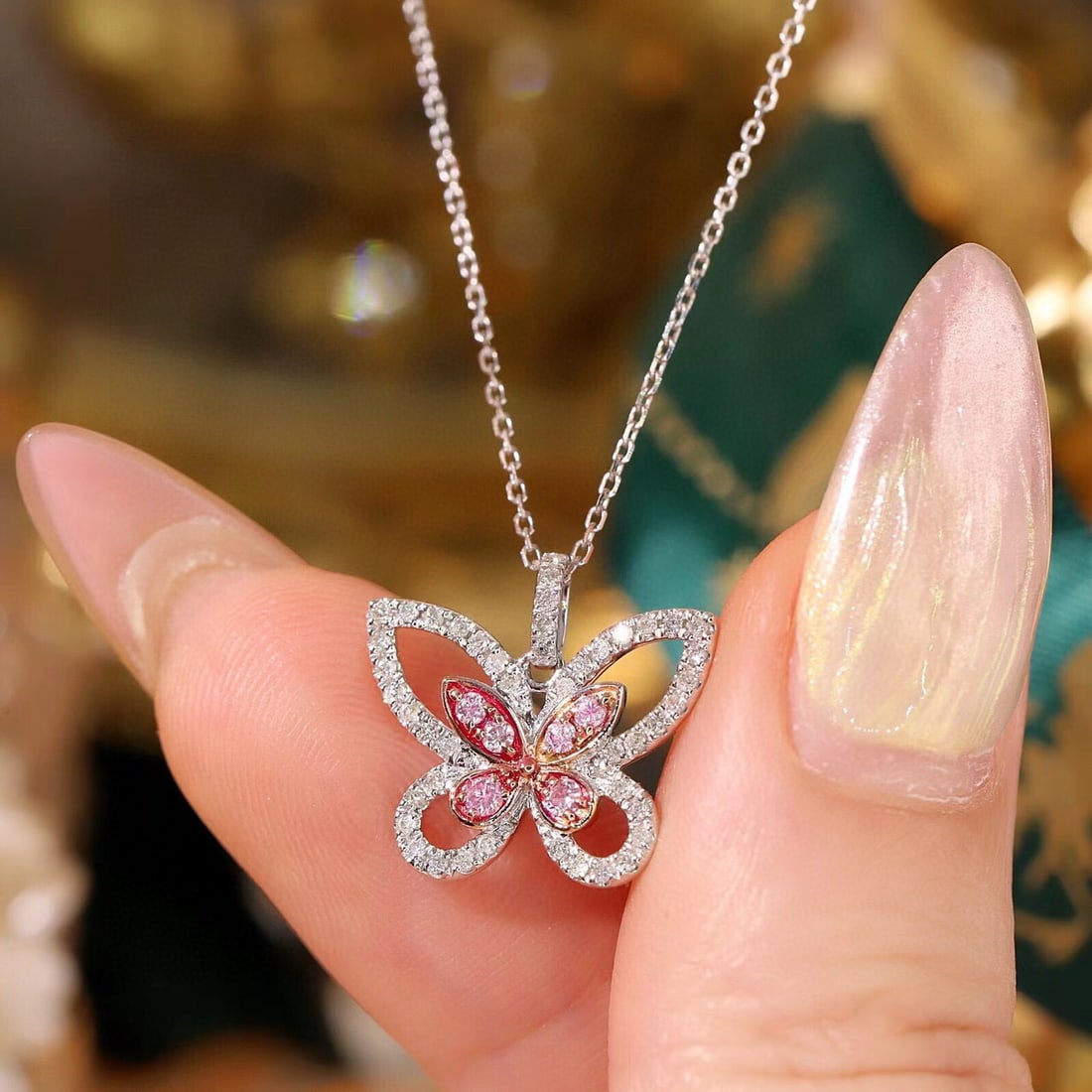 14k Gold 0.3 Ct Natural Color Diamond Necklace - 5