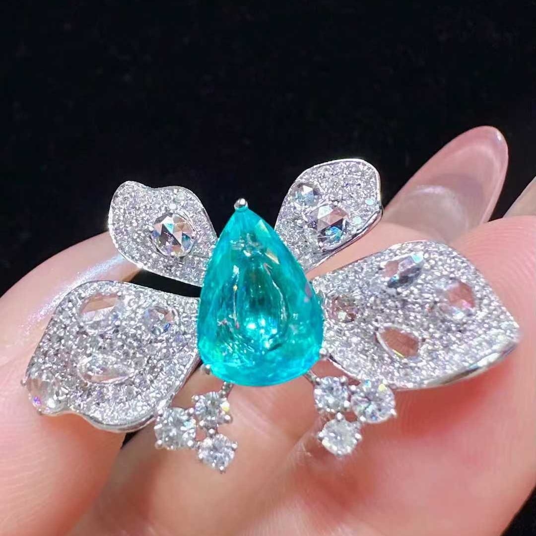 14k Gold 3.30 Ctw Natural Paraiba Tourmaline & Diamond Ring - 3