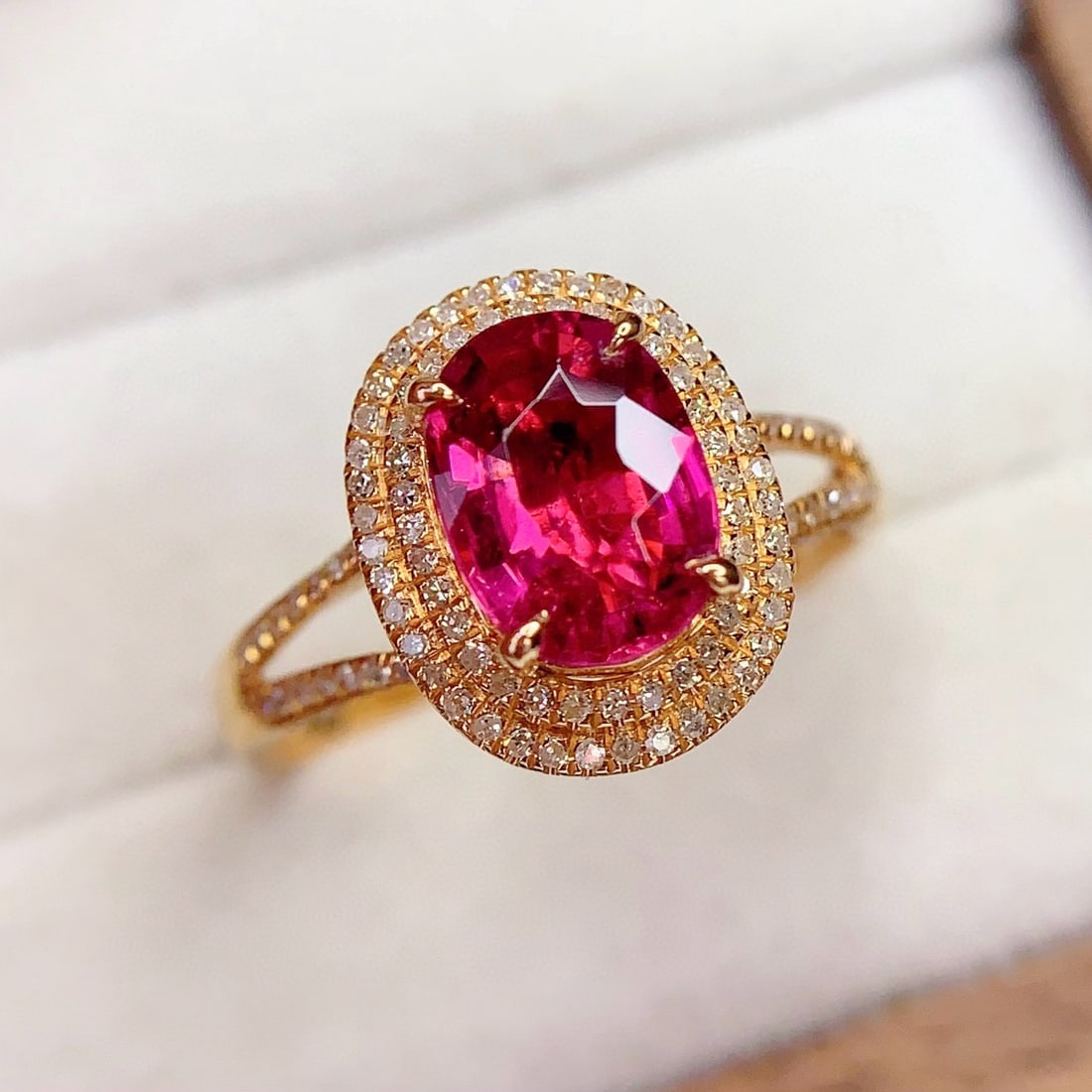 14k Gold 2.2 Ct Natural Tourmaline & Diamond Ring - 4