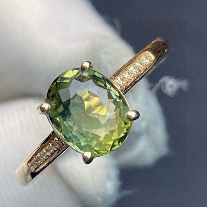 14k Gold 2.7 Ct Natural Tourmaline & Diamond Ring - 5