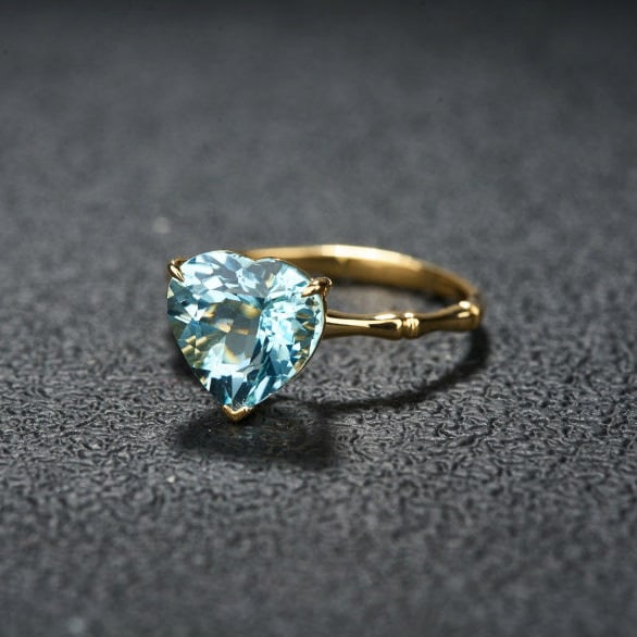 14k Gold 2.93 Ct Natural Aquamarine Ring - 3