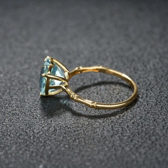14k Gold 2.93 Ct Natural Aquamarine Ring - 4