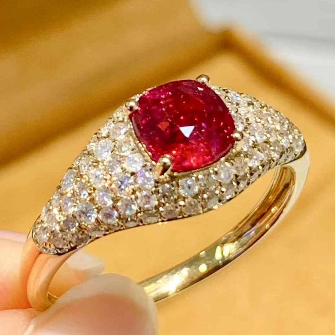 14k Gold 1.01 Ct Natural Ruby & Diamond Ring - 6