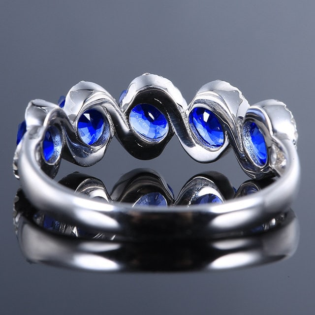 14k Gold 1.93 Ctw Natural Sapphire & Diamond Ring - 4