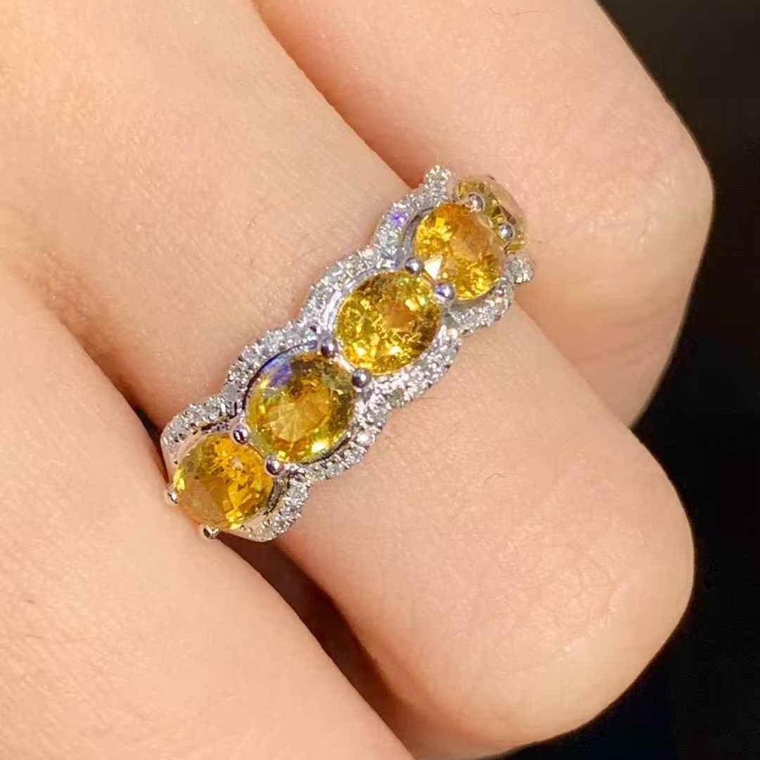 14k Gold 2.2 Ct Natural Sapphire & Diamond Ring - 4