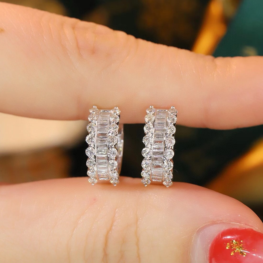 14k Gold 1 Ct Natural H Diamond Earrings - 8