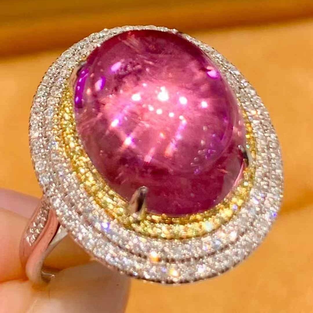 14k Gold 6.2 Ct Natural Tourmaline & Diamond Ring - 3