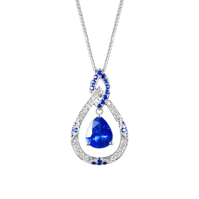14k Gold 1.73 Ctw Natural Sapphire & Sapphire Pendant( Without Chain ) - 5