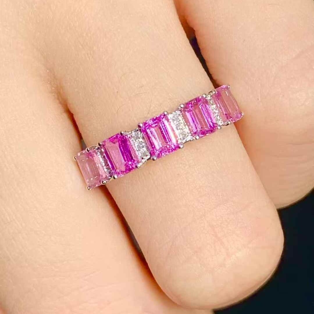 14k Gold 1.6 Ct Natural Padparadscha Sapphire & Diamond Ring - 5