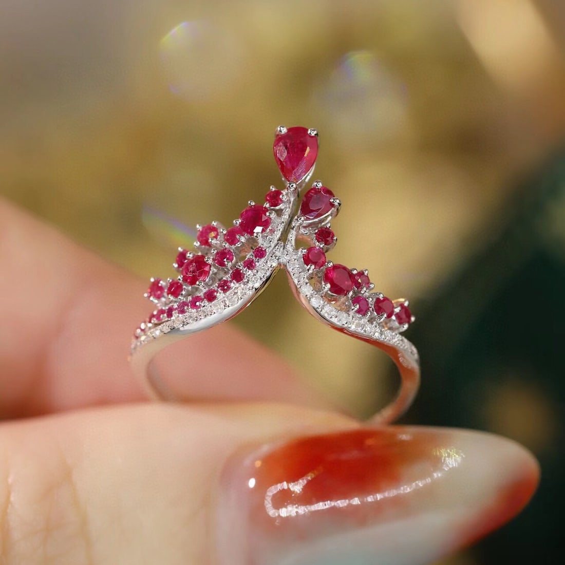 14k Gold 0.85 Ctw Natural Ruby & Diamond Ring - 6