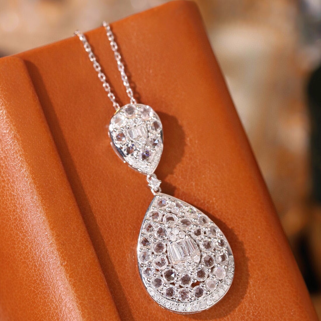 14k Gold 1.4 Ct Natural H Diamond Necklace - 6