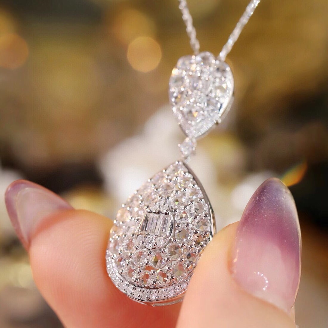 14k Gold 1.4 Ct Natural H Diamond Necklace - 8