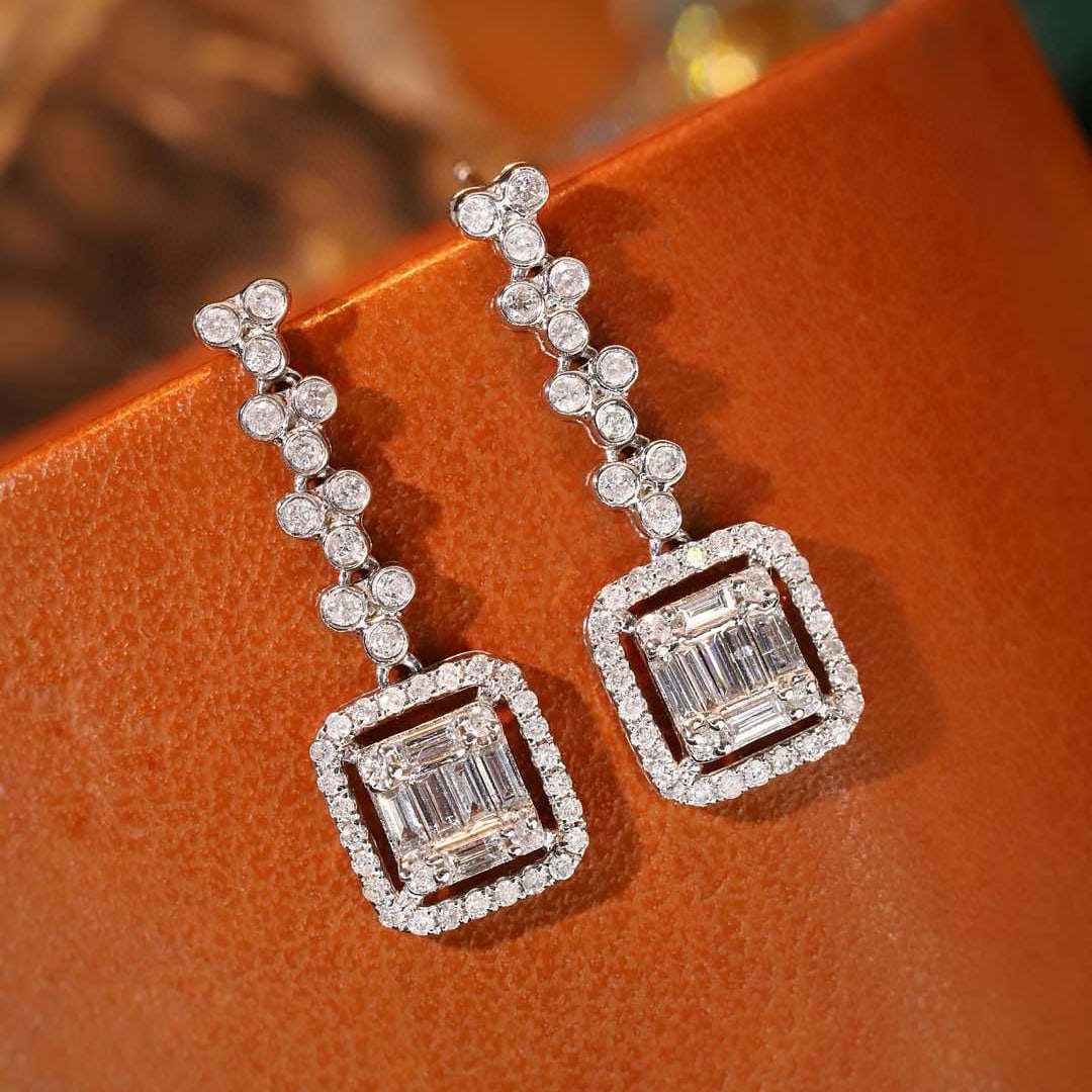 14k Gold 0.8 Ct Natural H Diamond Earrings - 2