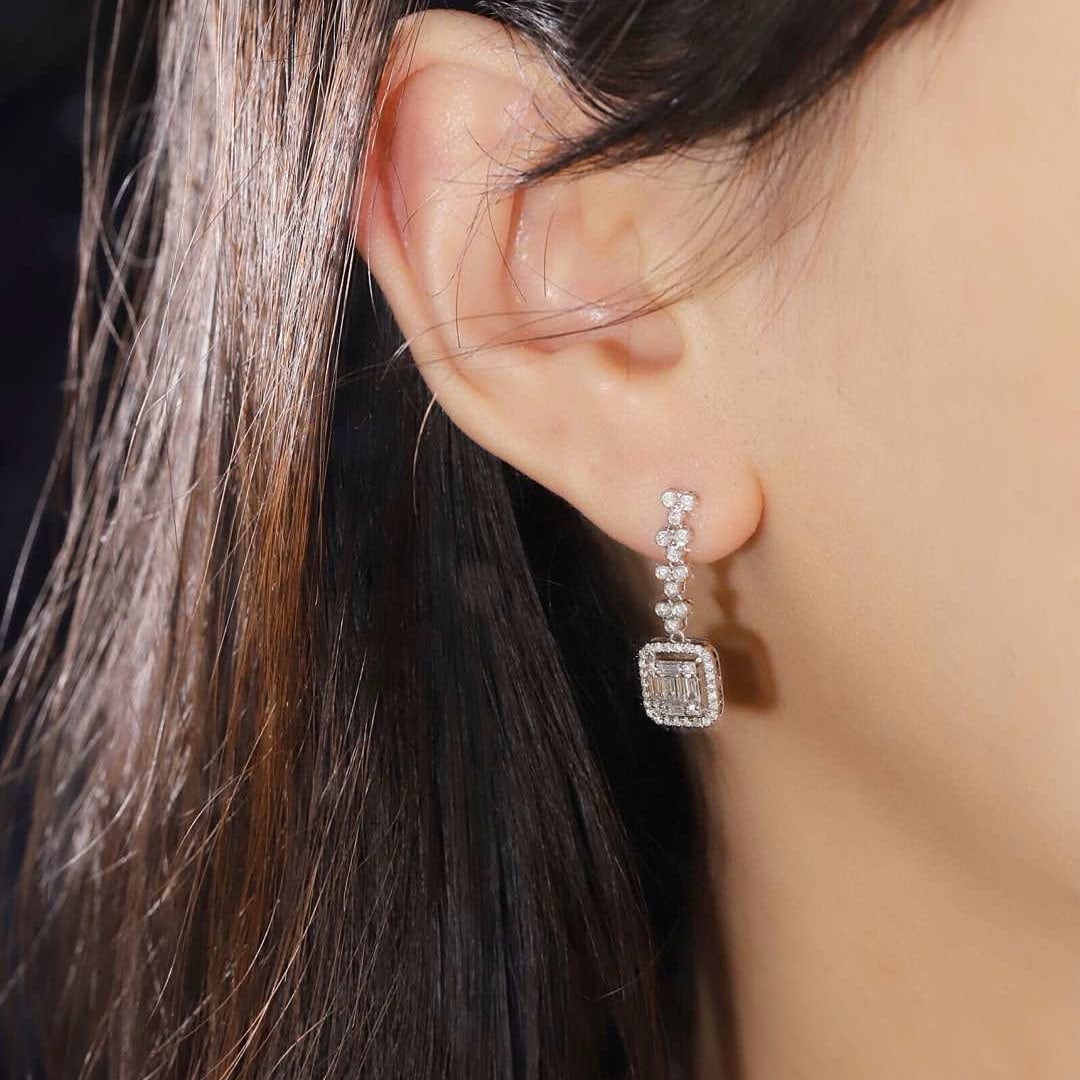 14k Gold 0.8 Ct Natural H Diamond Earrings - 7