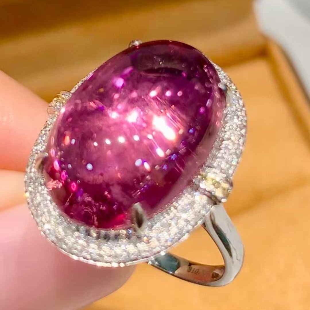 14k Gold 10.3 Ct Natural Tourmaline & Diamond Ring - 5