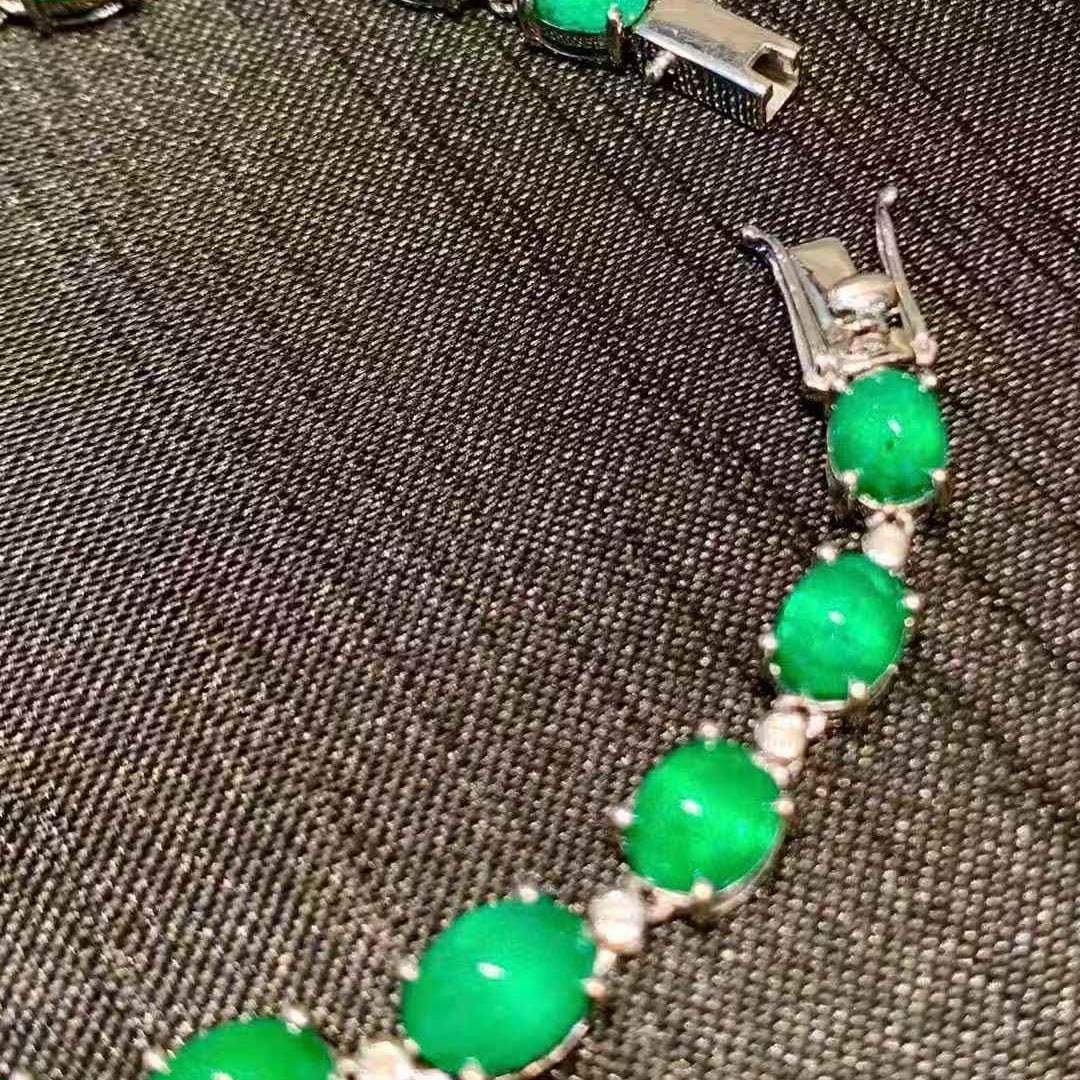 14k Gold 16 Ct Natural Emerald & Diamond Necklace - 4