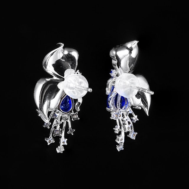 14k Gold 1.37 Ctw Natural Sapphire & Sapphire Earrings - 4