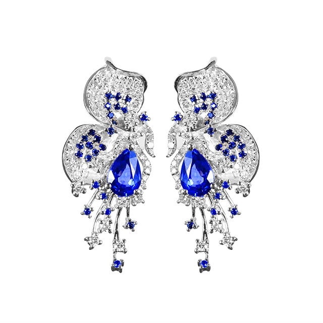 14k Gold 1.37 Ctw Natural Sapphire & Sapphire Earrings - 5