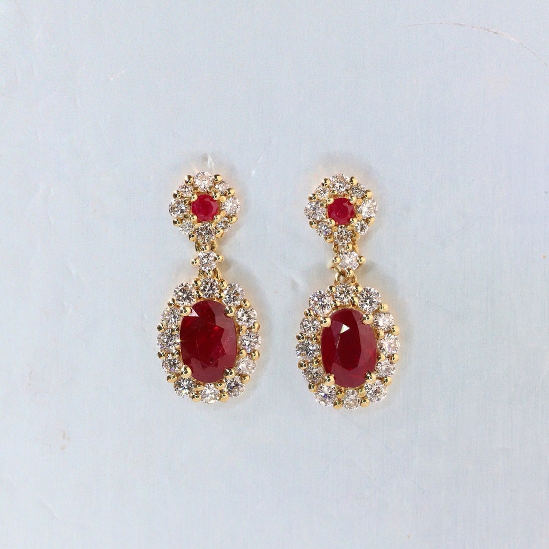 14k Gold 1.92 Ctw Natural Ruby & Diamond Earrings - 6