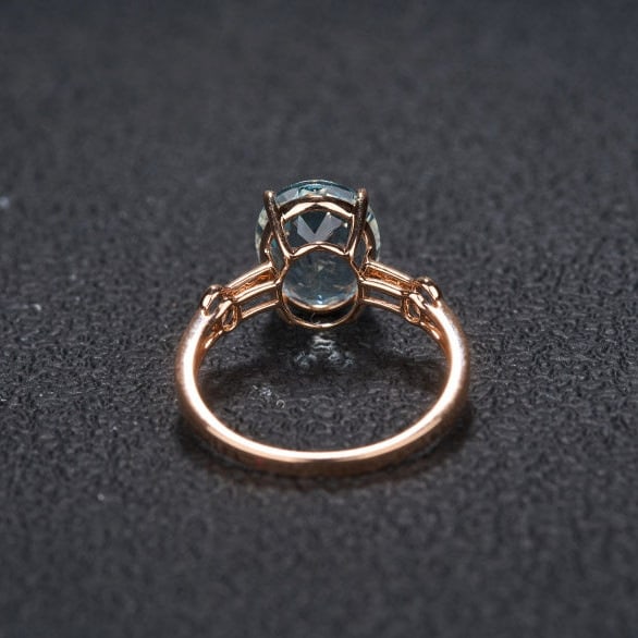 14k Gold 2.73 Ct Natural Aquamarine & Diamond Ring - 6