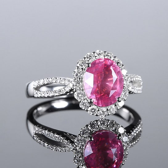 14k Gold 2.50 Ctw Natural Spinel & Diamond Ring - 3