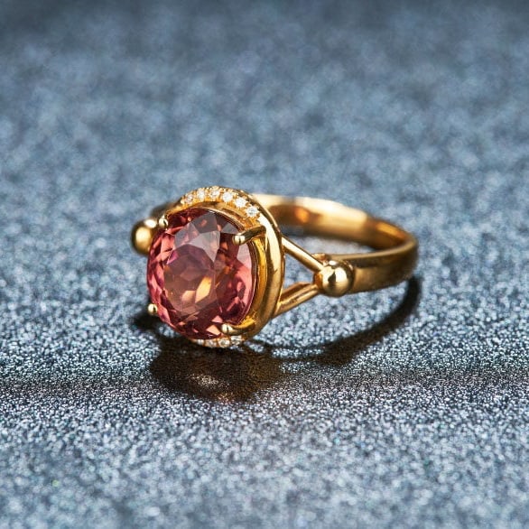 14k Gold 3.13 Ct Natural Tourmaline & Diamond Ring - 3