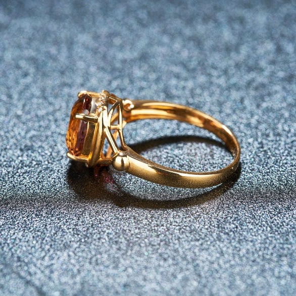 14k Gold 3.13 Ct Natural Tourmaline & Diamond Ring - 4