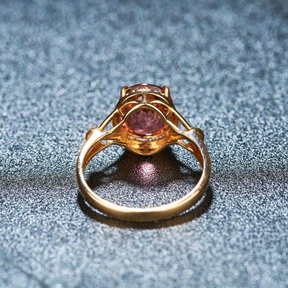 14k Gold 3.13 Ct Natural Tourmaline & Diamond Ring - 5