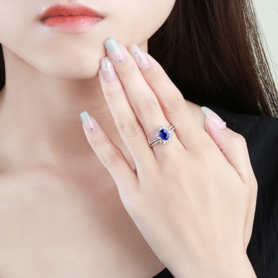 14k Gold 1.92 Ctw Natural Sapphire & Diamond Ring - 4