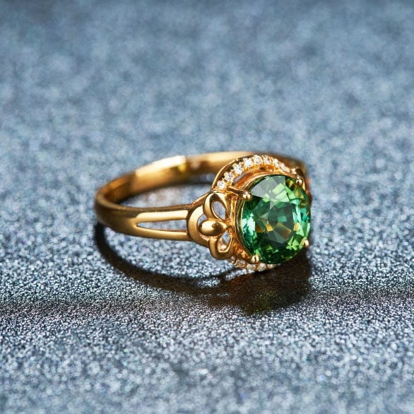 14k Gold 2.05 Ct Natural Tourmaline & Diamond Ring - 2