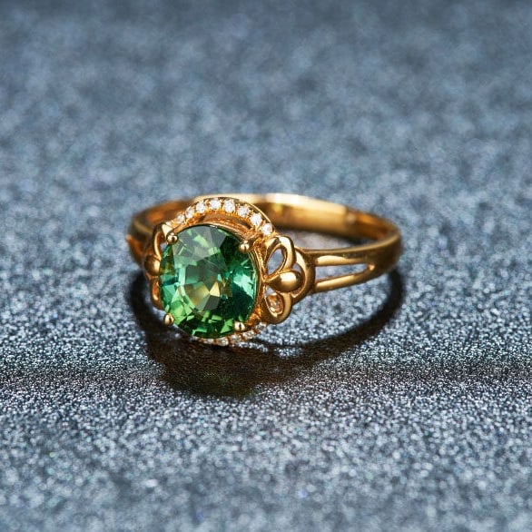 14k Gold 2.05 Ct Natural Tourmaline & Diamond Ring - 3