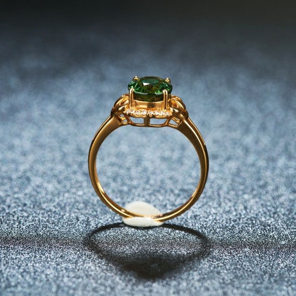 14k Gold 2.05 Ct Natural Tourmaline & Diamond Ring - 5