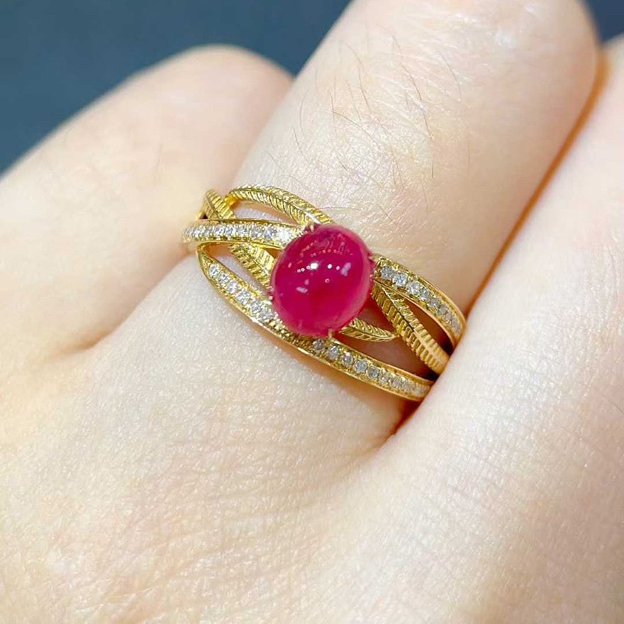 14k Gold 1.87 Ctw Natural Ruby & Diamond Ring - 4