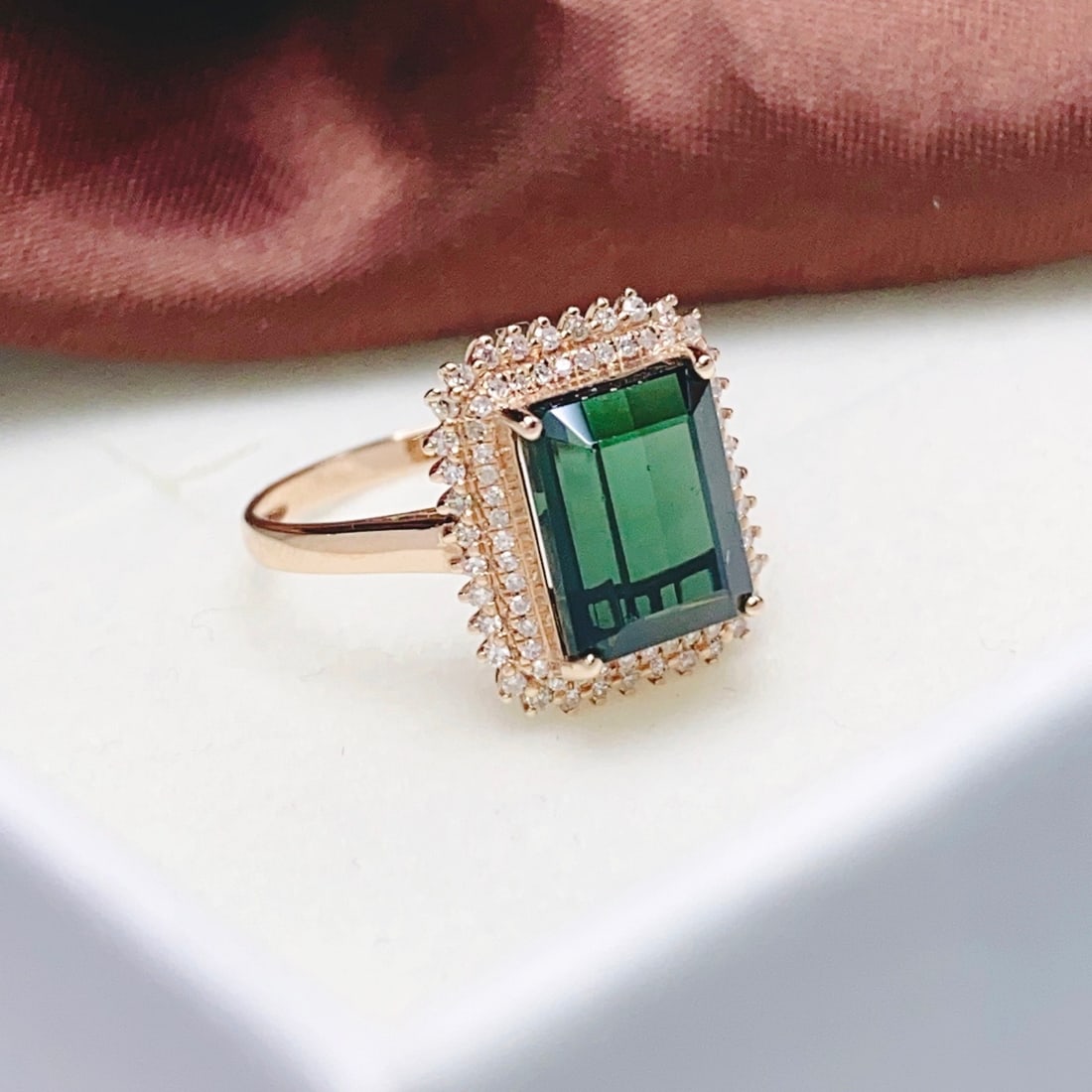 14k Gold 4.00 Ct Natural Tourmaline & Diamond Ring - 2