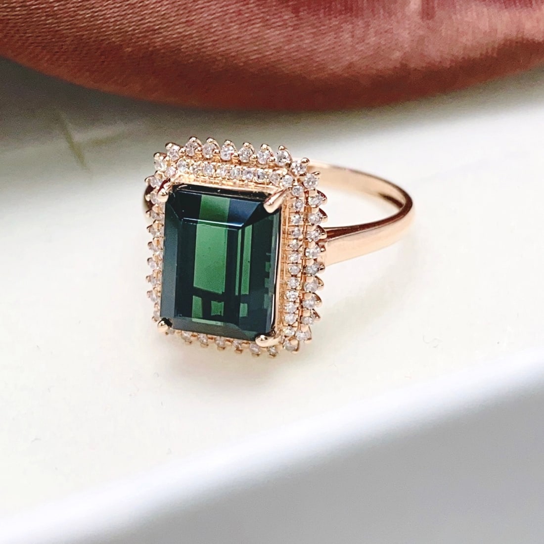 14k Gold 4.00 Ct Natural Tourmaline & Diamond Ring - 6