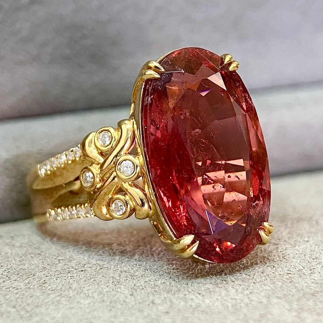 14k Gold 8.17 Ctw Natural Tourmaline & Diamond Ring - 5